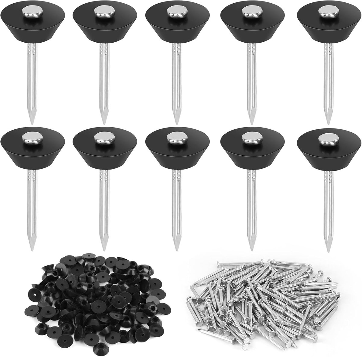 SnelShoppen - 120 Stuks Bubble Wrap Bevestigingsknoppen met Spijker, 2.5x30mm Galvaniseerde Ijzeren Bevestigingsnaalden voor Tuin, Drainage en Planten