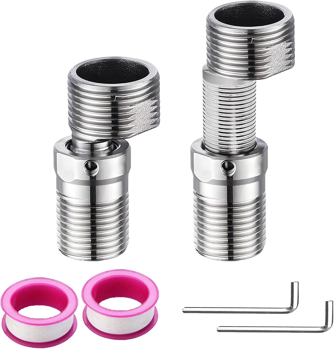 2 stuks douchekraan adapter, S-aansluiting, verstelbare douchekraan adapter, 360 graden schuine waterkraan - ShopVlot