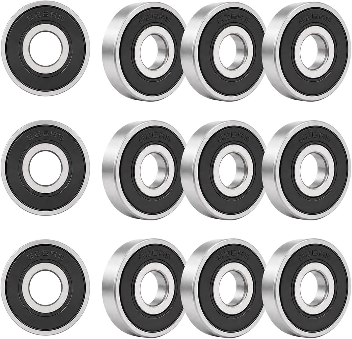 groefkogellagerset 12 stuks afmetingen 6x19x6mm, dubbel afgedichte precisielagers van staal, passende - ShopVlot