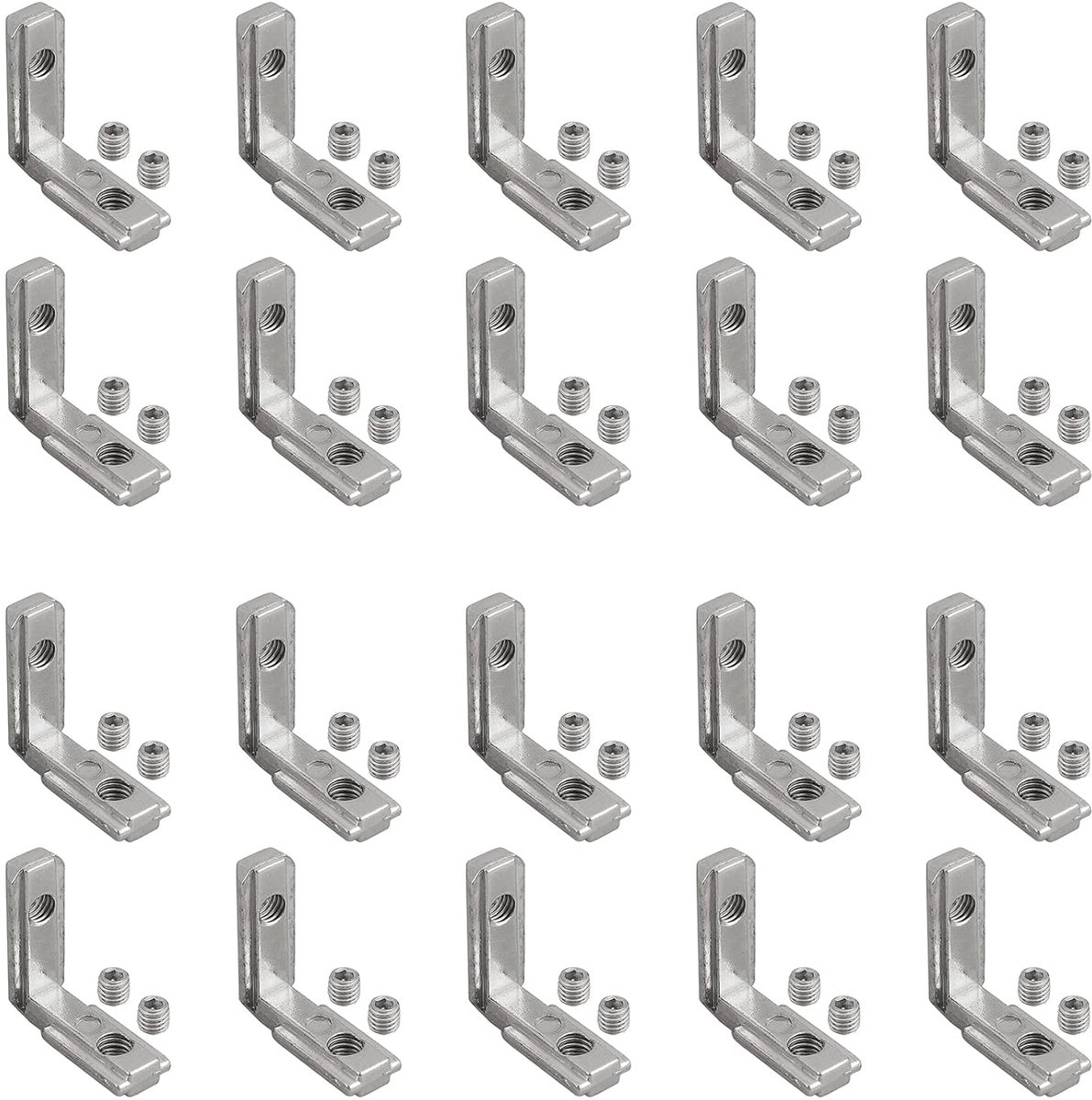 AUTOUTLET 20 Pcs Corner Slots Aluminum T-Slot Zinc Alloy Interior L-Shaped Holder 90° Angle Connector Grooved Angle - ShopVlot