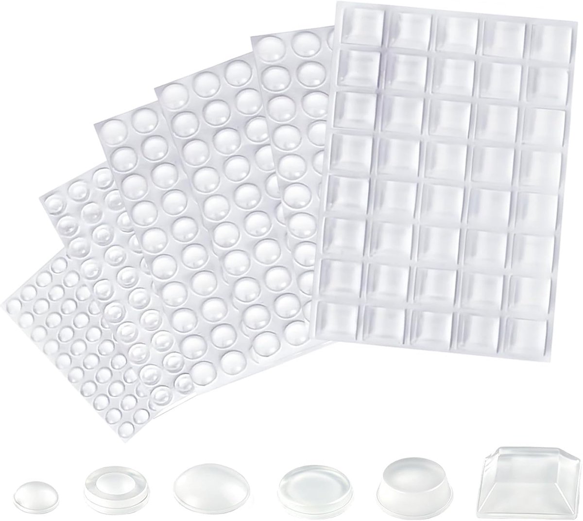 Rubberen buffers, zelfklevend, 254 stuks, 6 transparante pads voor meubels, geluidsdempende kussens voor kastdeuren - ShopVlot