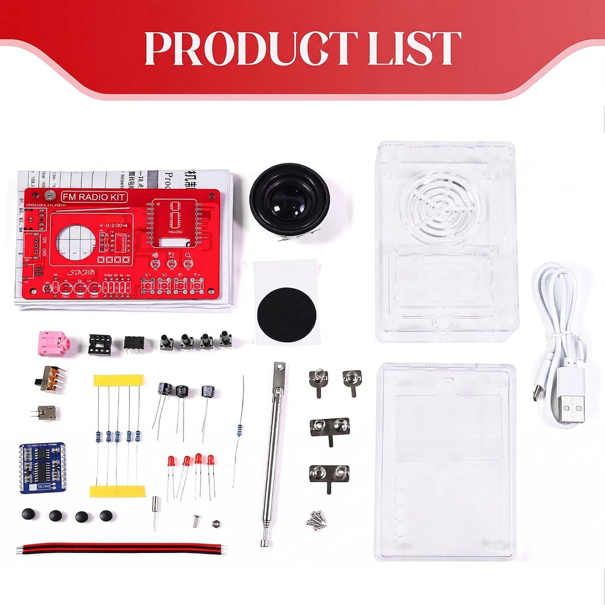 Electronic Kit Soldering DIY Electronic Kits FM Radio Building Kit with Digital Display and Charging Module 87-108MHz - ShopVlot