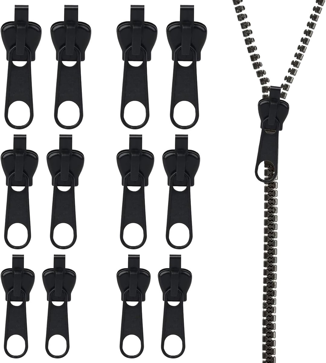 Vbxvsa 12-piece replacement parts with zip, repair kit in 3 sizes, for universal zips for clothing, jackets, bags and - ShopVlot