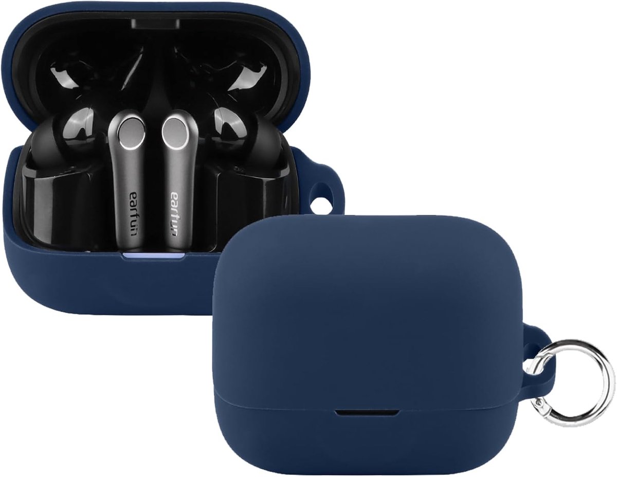 KUSINHOKA Silicone Case Compatible with EarFun Air Pro 4+/Air Pro 4 Plus with Carabiner, Slim Shockproof Soft TPU - ShopVlot