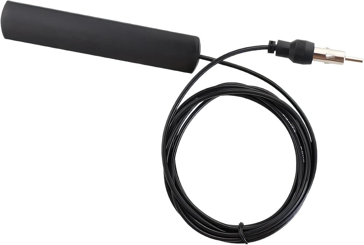 Auto DAB Antenne - Voertuigantenne FM - Radio Ontvangen - Universele DIN Stekker - 2 meter kabel - Zwart