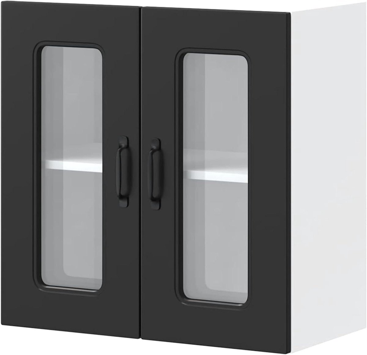 Keukenkast met glazen deur - Wandkast keuken bovenkast - Keukengerei opbergen - Ruimtebesparende wandmontage