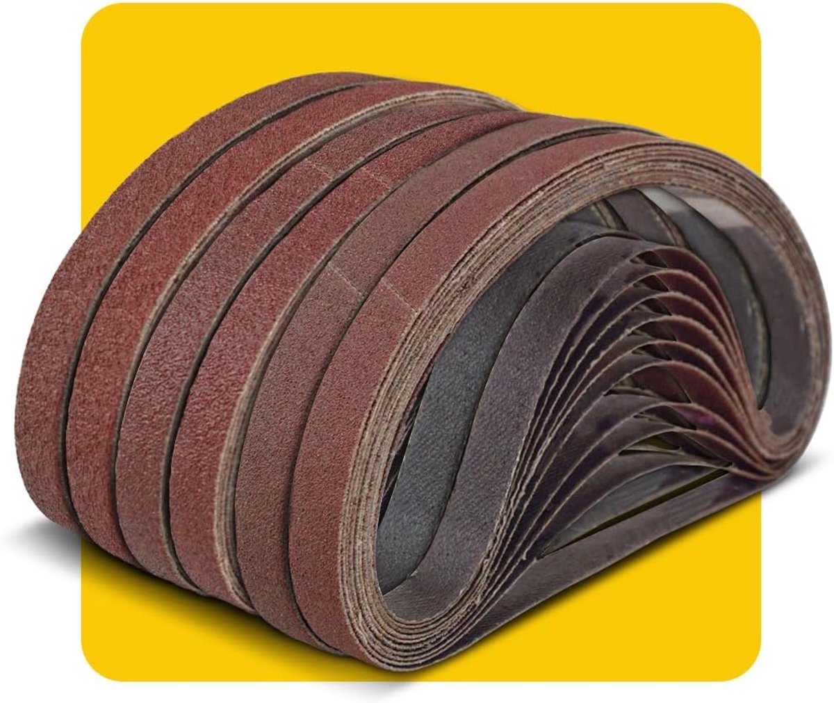 Schuurband 13mmx457mm - Aluminiumoxide - 60 stuks in diverse korrels - Geschikt voor hout en metaal - ShopVlot