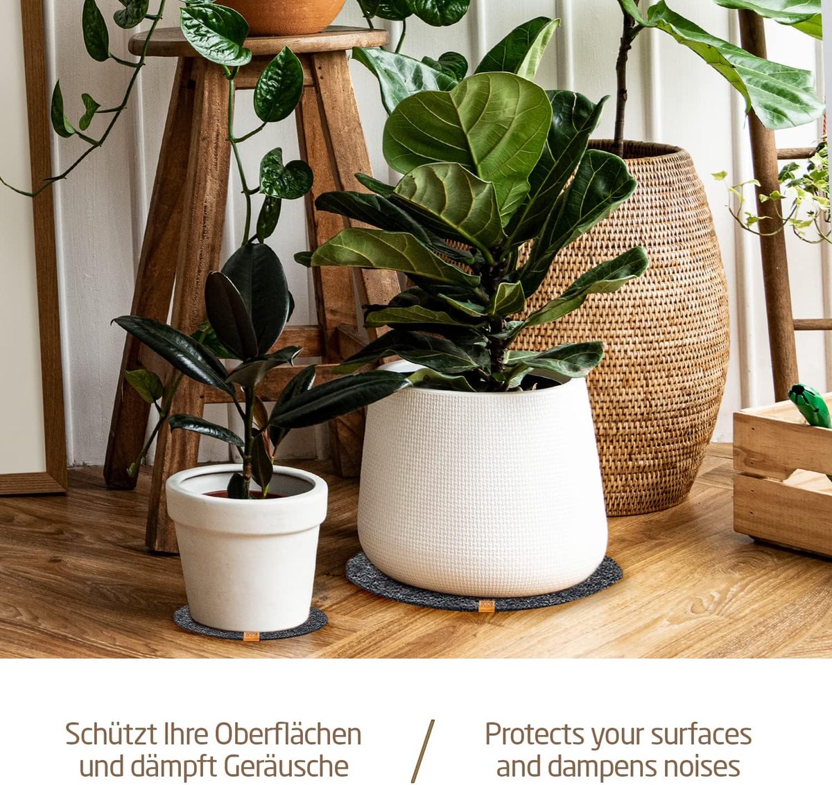 Vilten onderzetters rond - set van 8 (10/15/20/25 cm) - donkergrijs - premium kwaliteit - bescherm je tafel - ShopVlot
