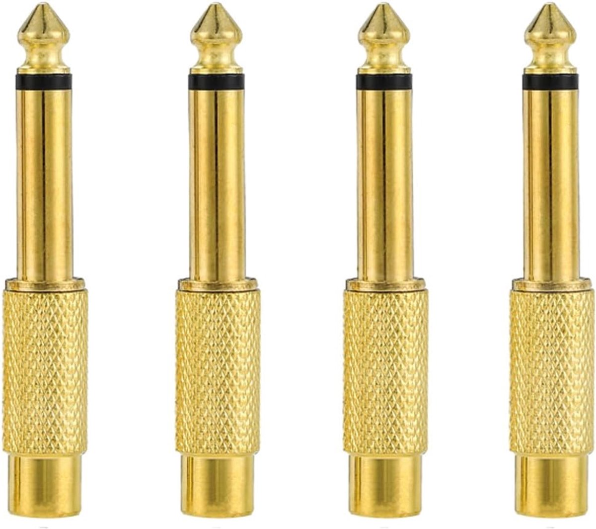 SnelShoppen - 4 Stuks RCA Jack naar 6.35mm Plug Audio Adapter, 1/4" Mono TS Mannetje naar RCA Vrouwelijk Connectoren, Compacte Plug & Play Geluidsadap