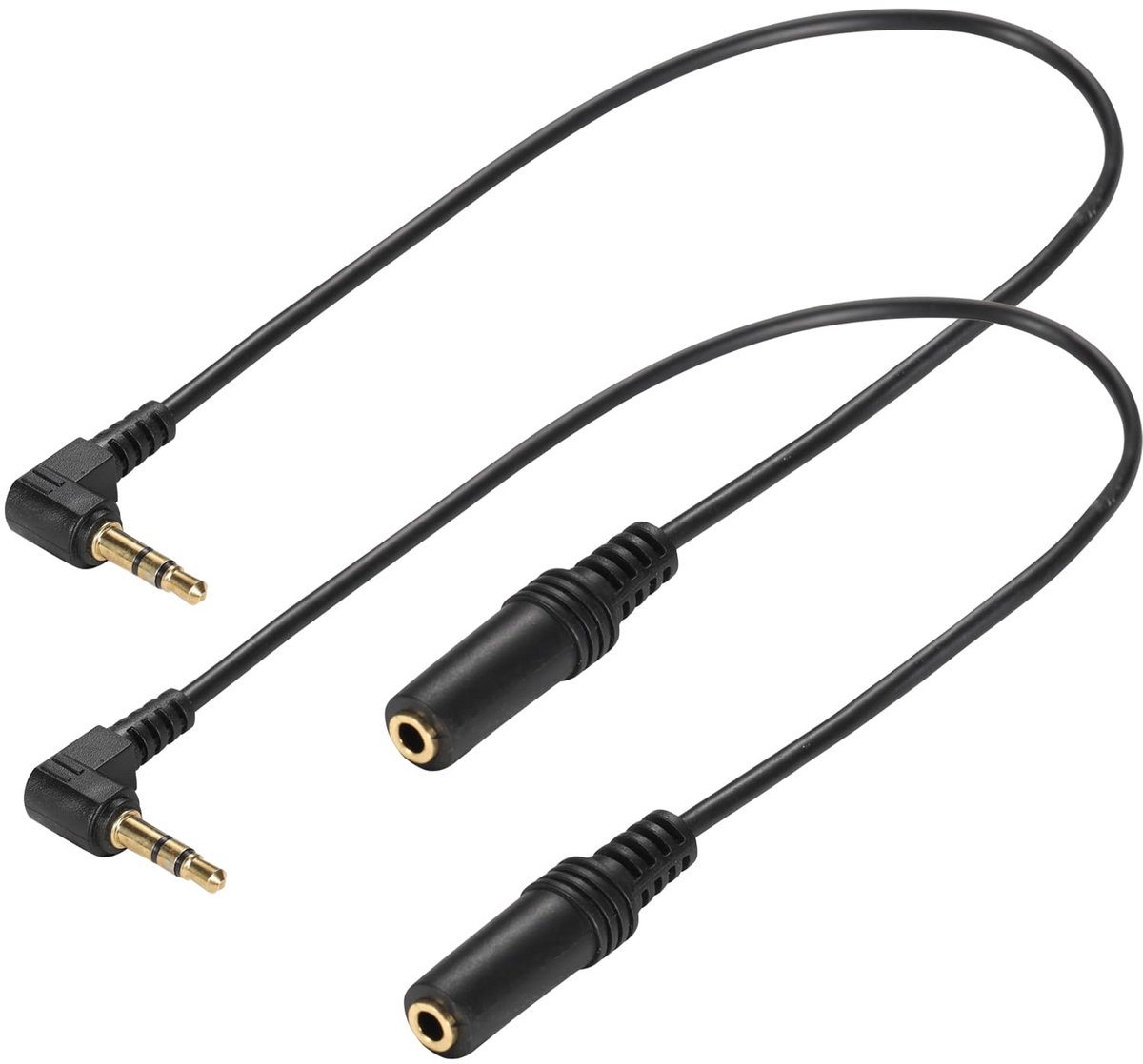 Audio kabel 30cm 1/8" - 90 graden male naar rechte female - Geschikt voor hoofdtelefoon - Ideaal voor compacte ruimtes - ShopVlot