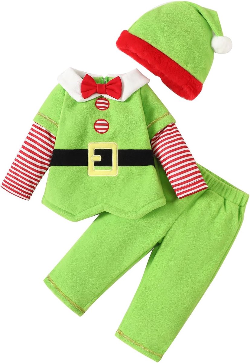 Santa Claus kostuum voor kinderen 6 maanden tot 4 jaar - winterwarm - 3-delig met Santa muts - ideaal voor feestdagen - ShopVlot