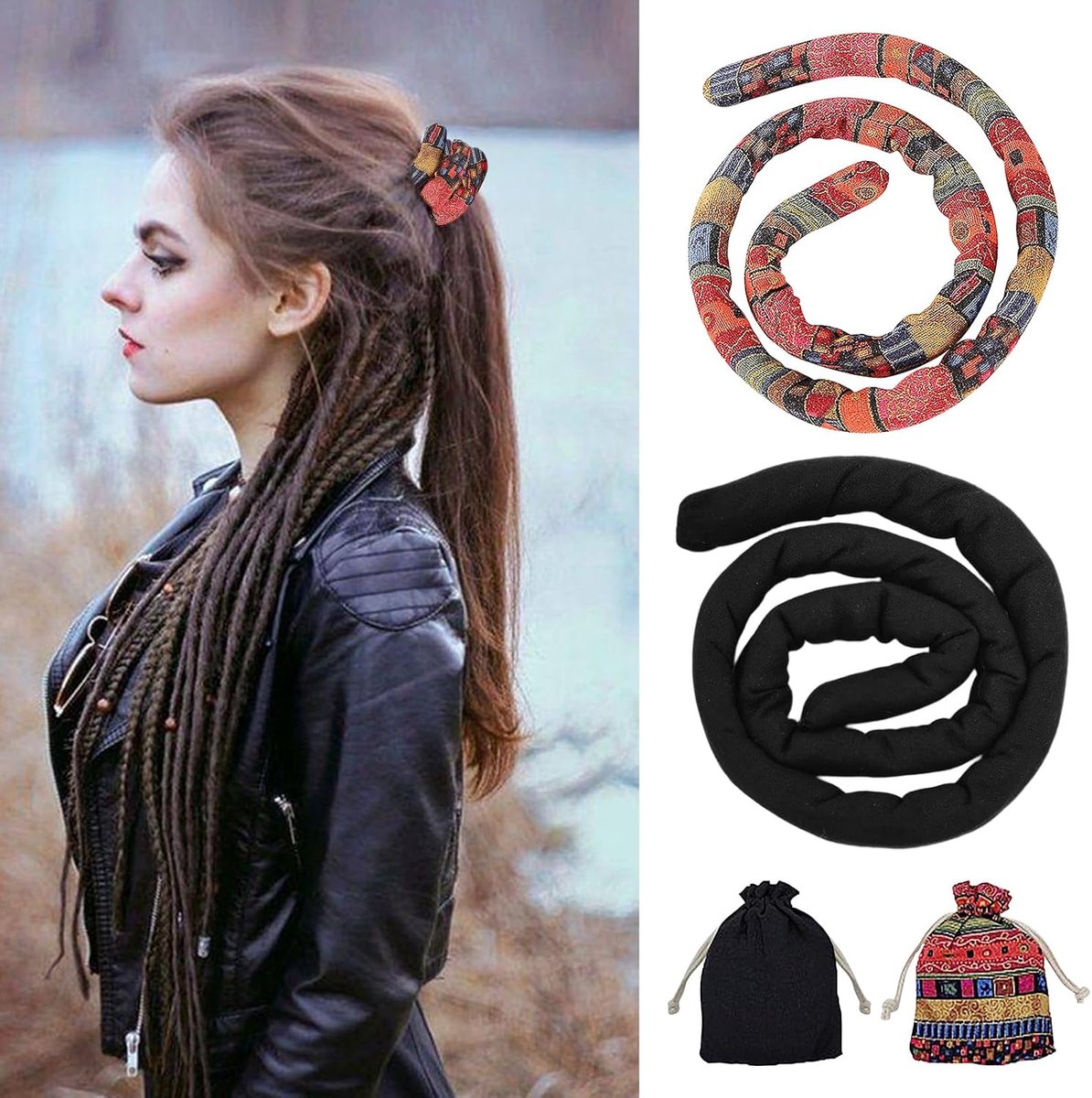 Dreadlock haarbanden - 2 stuks - kleurrijk en buigzaam - ideaal voor een hoge paardenstaart - ShopVlot