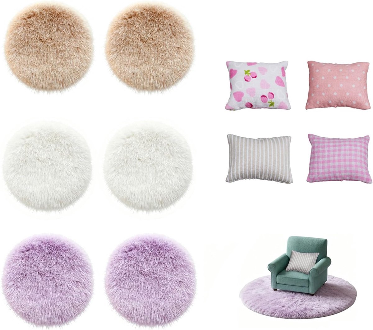 Miniatuurtapijten 10 stuks - Pluche zachte accessoires - Voor poppenhuis decoratie - Woonkamer en slaapkamer - ShopVlot