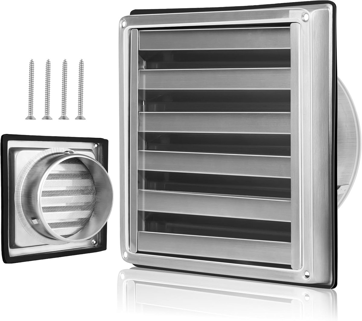 Ventilatierooster 125 mm - Roestvrij staal - Met insectenbescherming - Geluidsarm voor binnen en buiten - ShopVlot