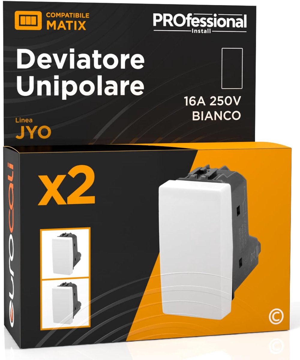 Wandmontage wisselschakelaar 16A 250V - Wit - Compatibel met BTicino Matix - Eenvoudige installatie - ShopVlot