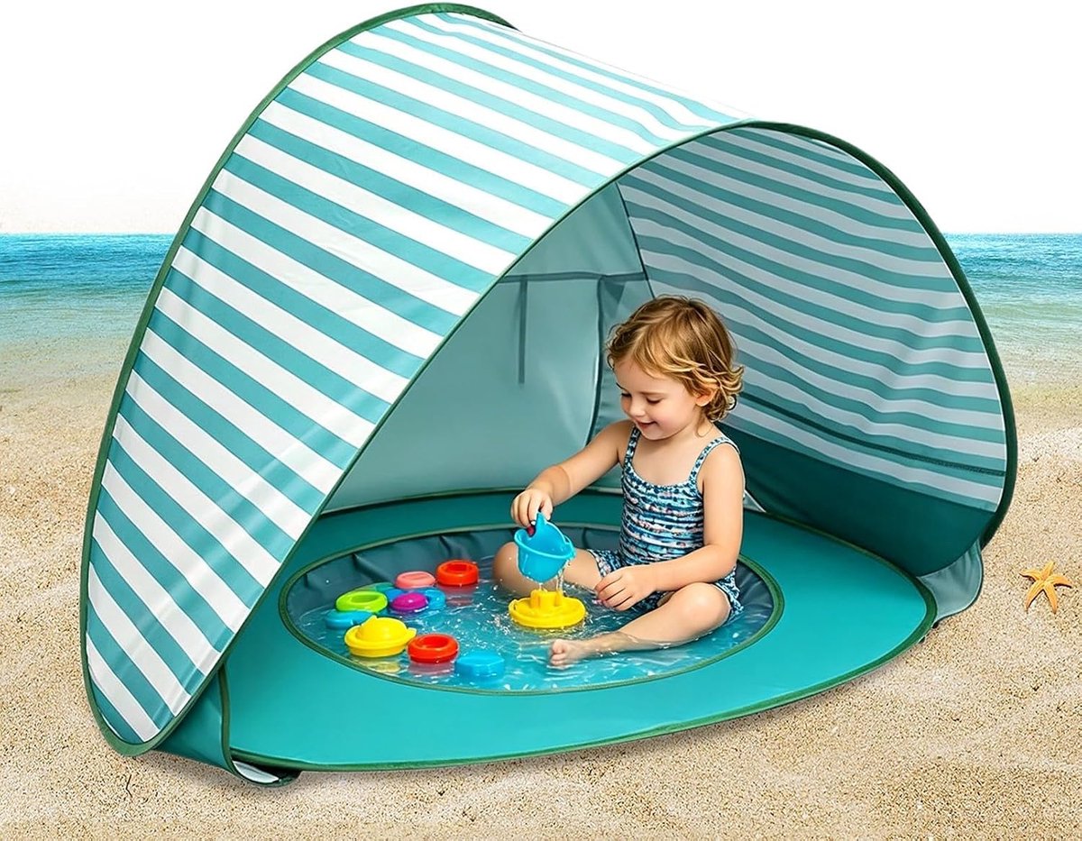 Baby strandtent pop-up met mini zwembad - UV-bescherming 50+ - portable strandhuisje - ideaal voor strand en tuin - ShopVlot