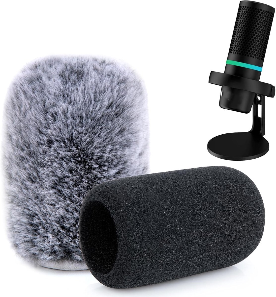 Microfoon windscherm set - Schuim en vacht - Professionele bescherming - Ideaal voor podcasting - ShopVlot