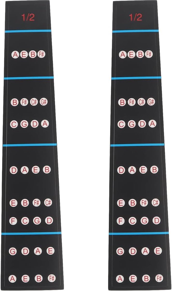 Viool vingerpositie stickers 1/2 - waterdicht PVC - duidelijke muzieknotaties - ideaal voor beginners - ShopVlot