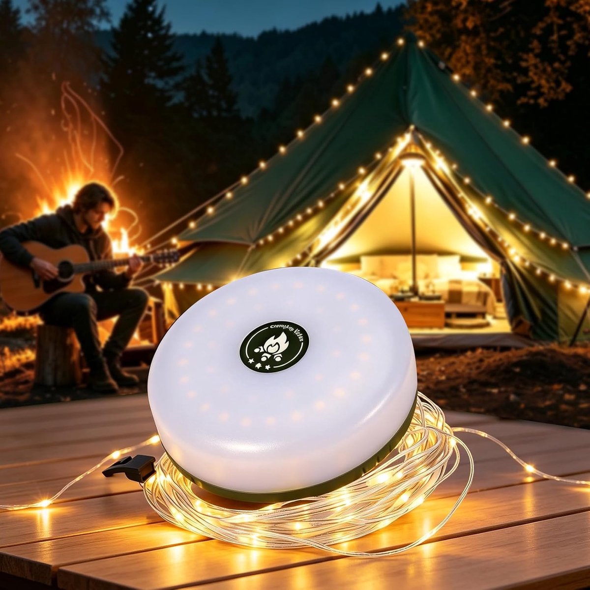 Camping lichtsnoer 10 m - oplaadbaar - waterdicht - ideaal voor tent en tuin - ShopVlot