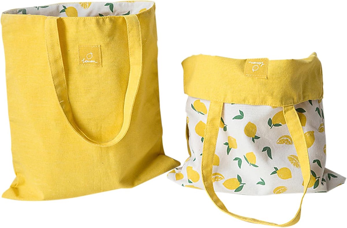 Katoenen en Canvas Tas - Dubbelzijdig - Herbruikbaar - Ideaal voor boodschappen - ShopVlot