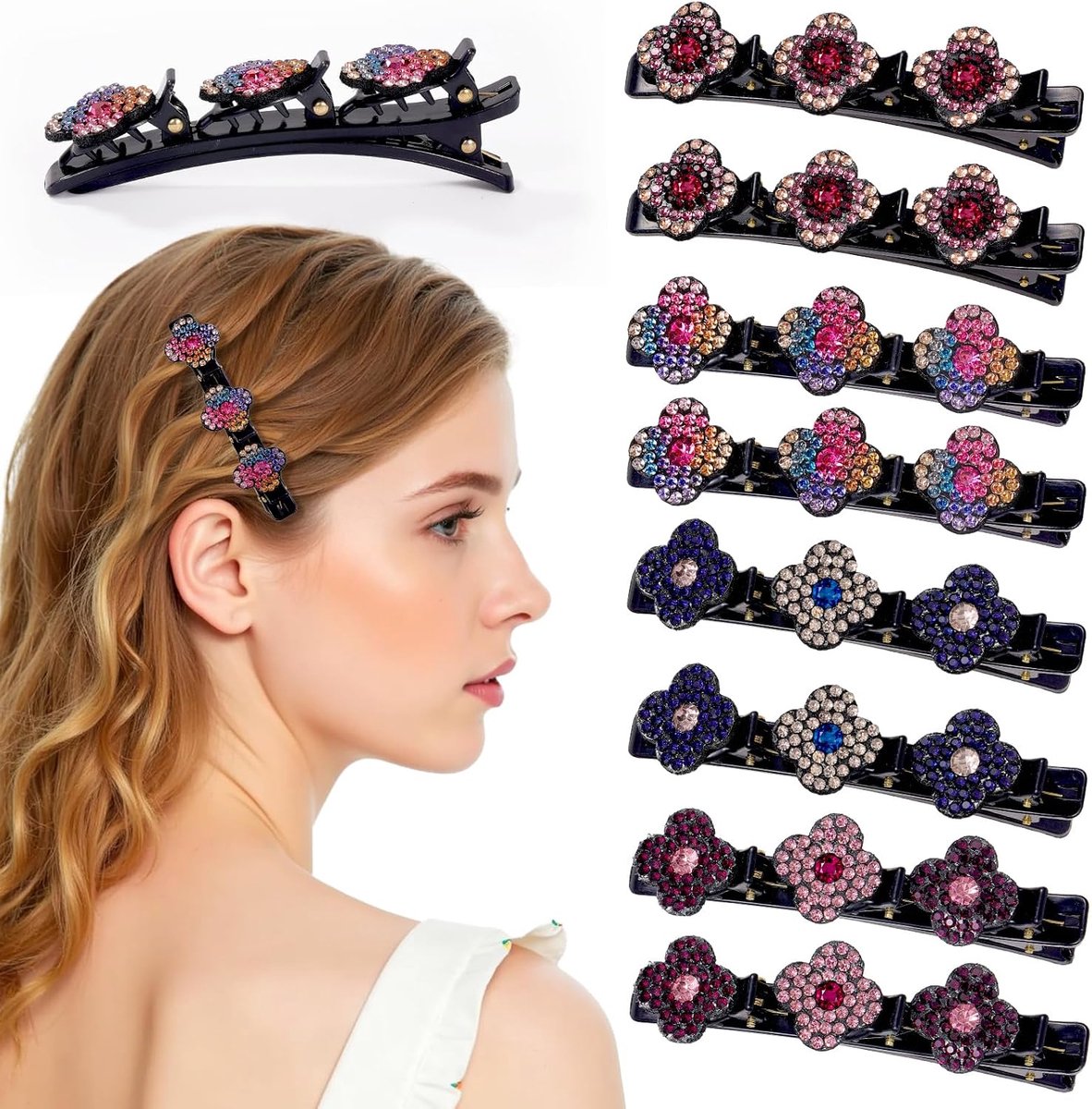 Haarclips Crystal Stone - Dubbele Laag Ontwerp - Klaver Vorm - Creëer Stijlvolle Kapsels - ShopVlot