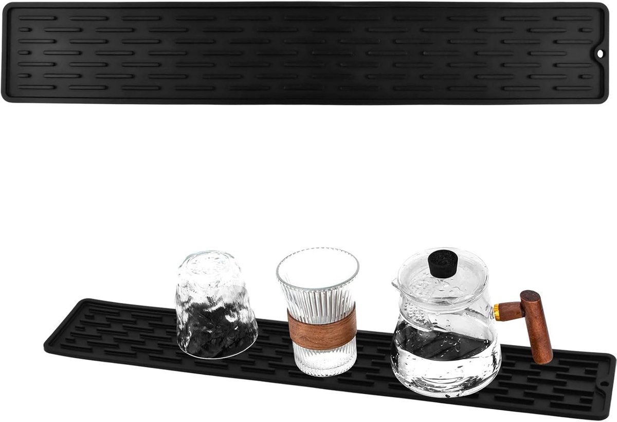 Afdruipmat 55 x 8,8 cm - siliconen - antislip - ruimtebesparend voor keuken - ShopVlot