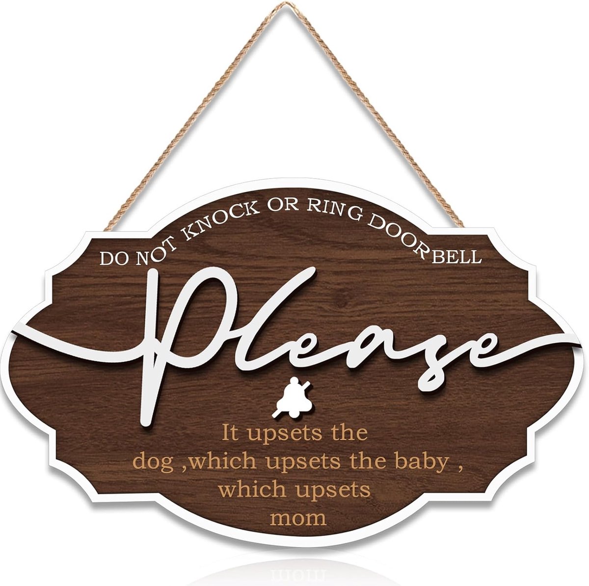 SnelShoppen - Baby Slapende Bord voor Voordeur, Niet Storen Deurbel Bord, Baby Slapen Bord Decoratie, Buiten Hanger, Houten Materiaal, Shh Signalisati