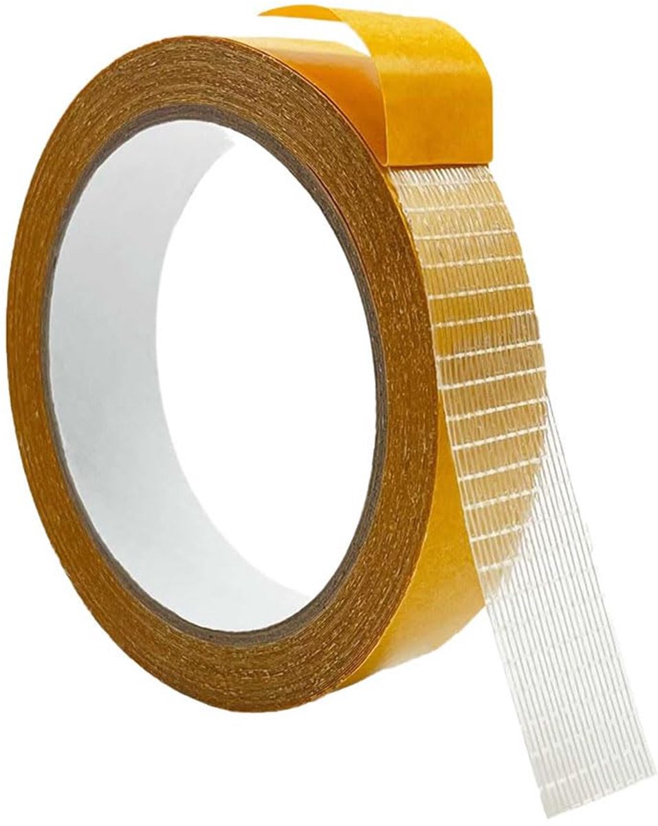 Dubbelzijdig plakband 25 mm x 10 m - transparant - extra sterk - voor stof en tapijt - ShopVlot
