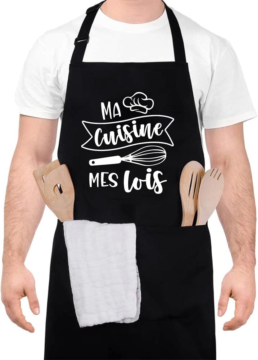Grillschort voor mannen - verstelbaar en waterdicht - gepersonaliseerd BBQ schort - ideaal voor BBQ feest - ShopVlot
