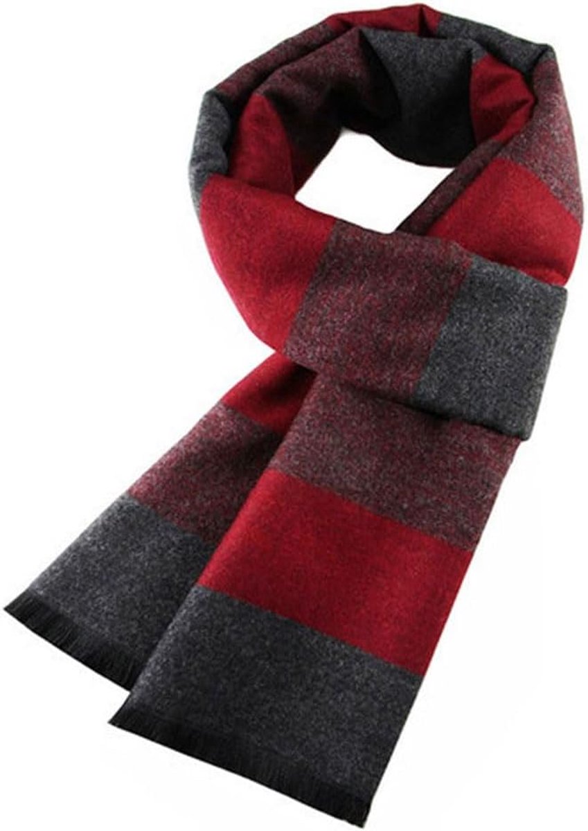 Sjaal heren 200x30 cm - geblokt - elegant zacht - perfect voor koude dagen - ShopVlot