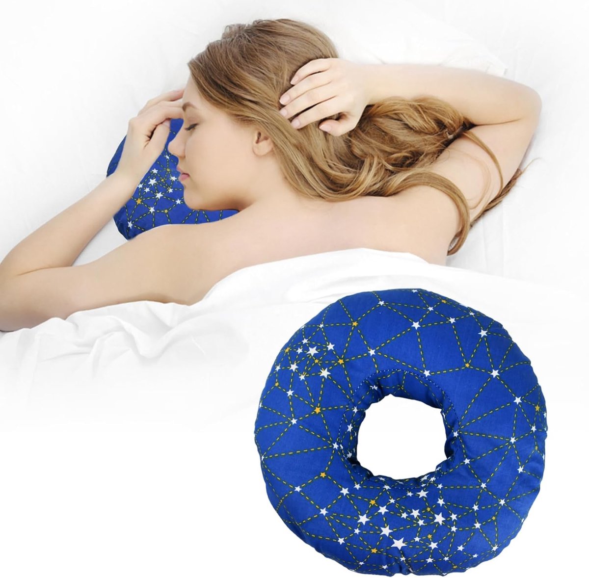 Piercingkussen met oorgat 8,9 cm - donutkussen - pijnverlichting voor zijslapers - comfortabel slapen - ShopVlot