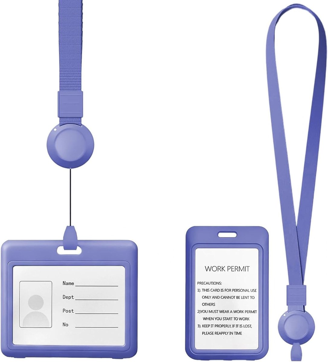 ID-kaarthouder met Band - Grijs-Blauw - Uittrekbare Draagband - Voor Werk, Studie en Beurzen