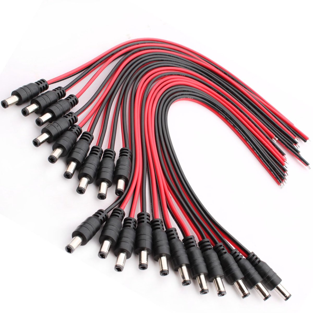 DC Power Kabel 18AWG 5.5x2.5mm - 20 Stuks Pigtail Stekker - Veilig en Snelle Verbinding - Ideaal voor CCTV Camera - ShopVlot