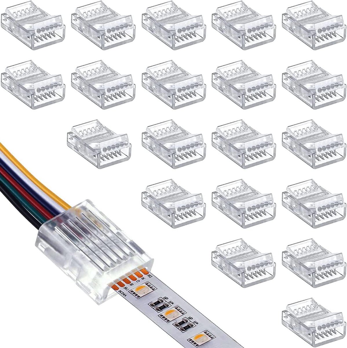 LED Strip Connector 6 Pin - 12 mm Solder-vrije Aansluiting - Voor RGB en CCT LED Strips - ShopVlot