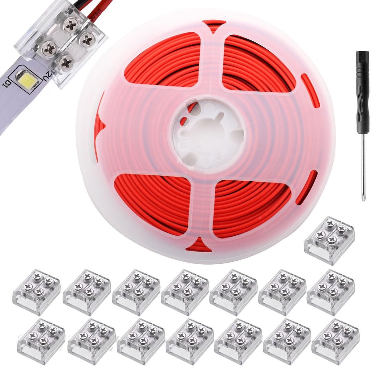 LED strip connectors 15-pack - 2-pin 8mm - solderloos - eenvoudig te verbinden - ShopVlot
