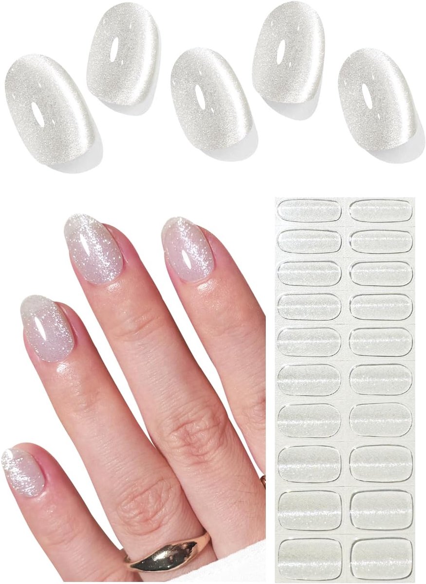 Nagelfolie 20 stuks - heldere kattenogen - zelfklevend - voor doe-het-zelf nagels - ShopVlot