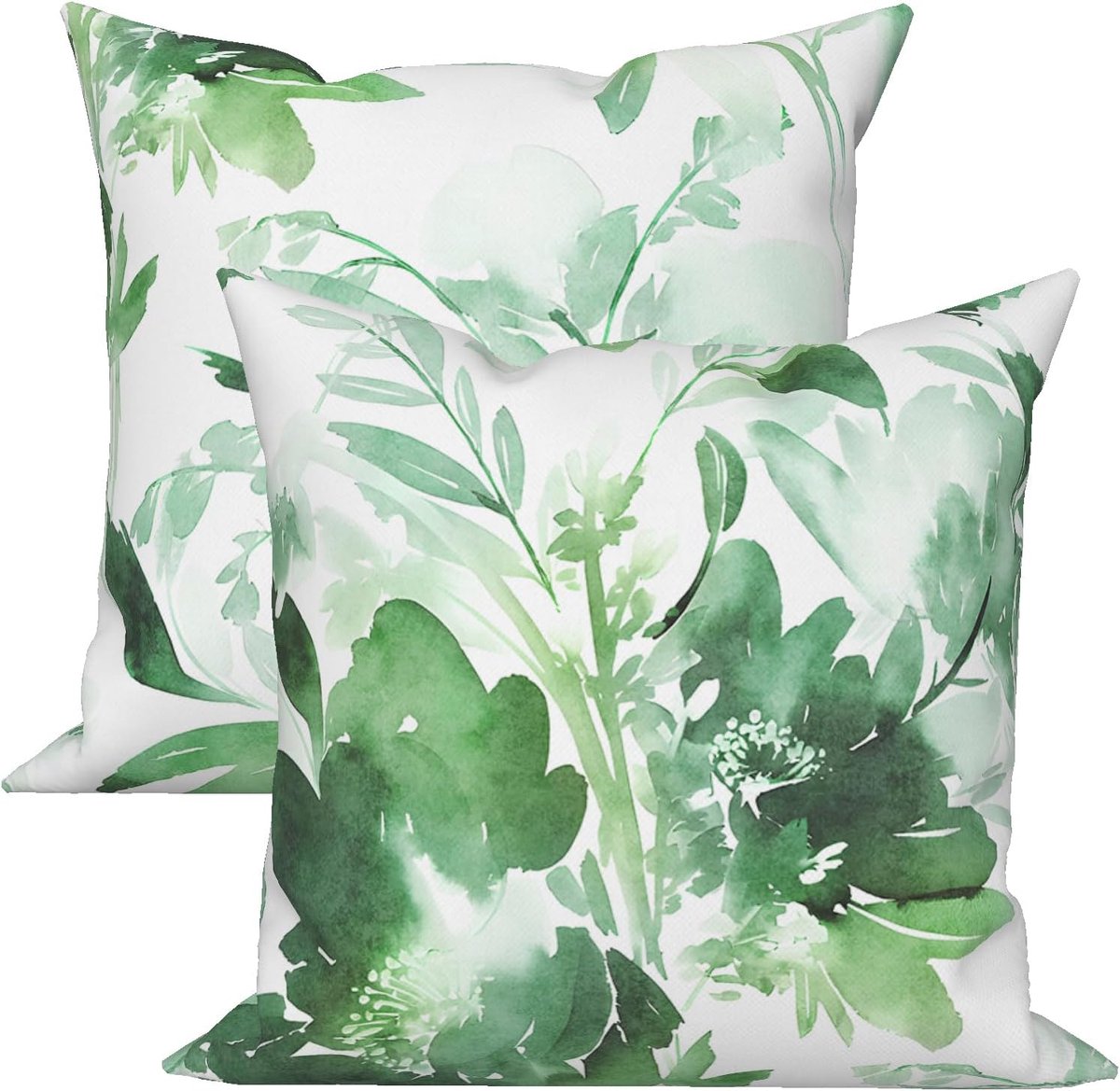 Kussenhoes 40 x 40 cm - Aquarel bloemen - Set van 2 - Wasbaar polyester - Voor sfeervolle bankdecoratie - ShopVlot