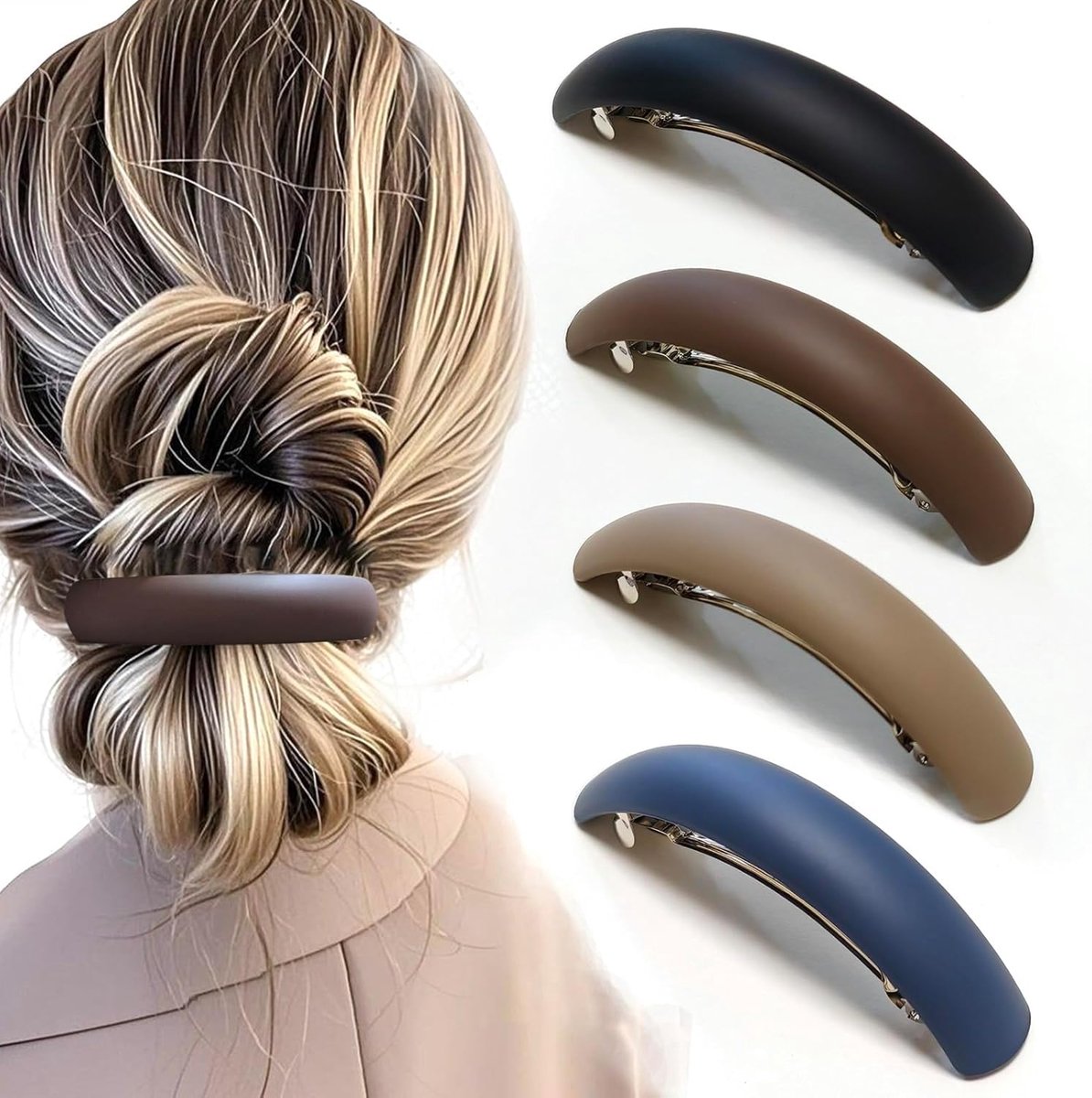 Haarclip Extra Groot 3.8 Inch - Matte Franse Curved - Antislip en Schokbestendig - Ideaal voor Dik en Dun Haar - ShopVlot