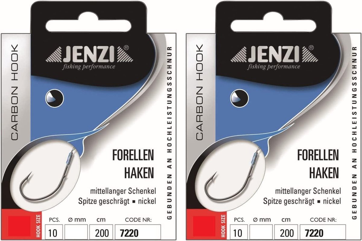 Trout hooks set 20 stuks - extra lange Sbirolino 200 cm - mono materiaal - inclusief gratis sticker - ShopVlot