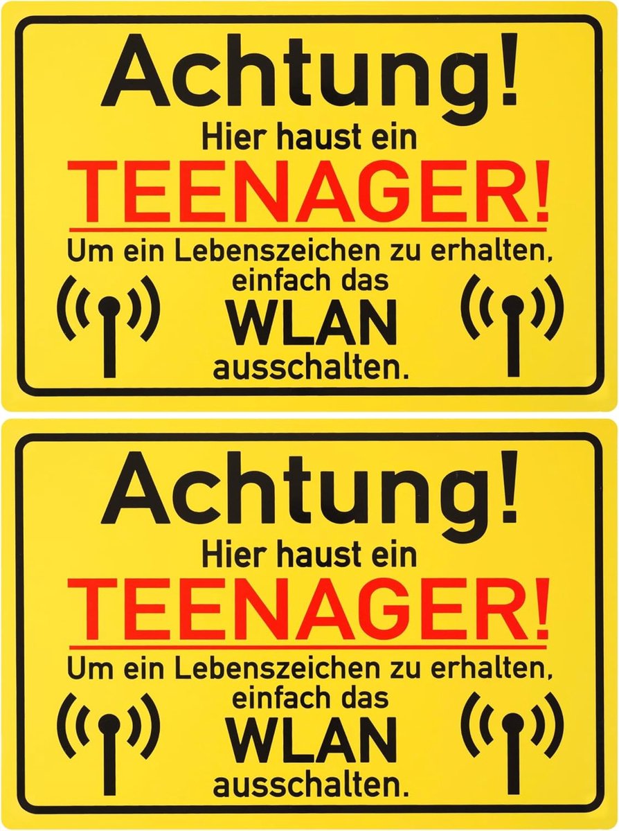 Waarschuwingsbord 30 x 20 cm - 1 mm PVC - humoristisch voor tieners - leuk schertsartikel - ShopVlot
