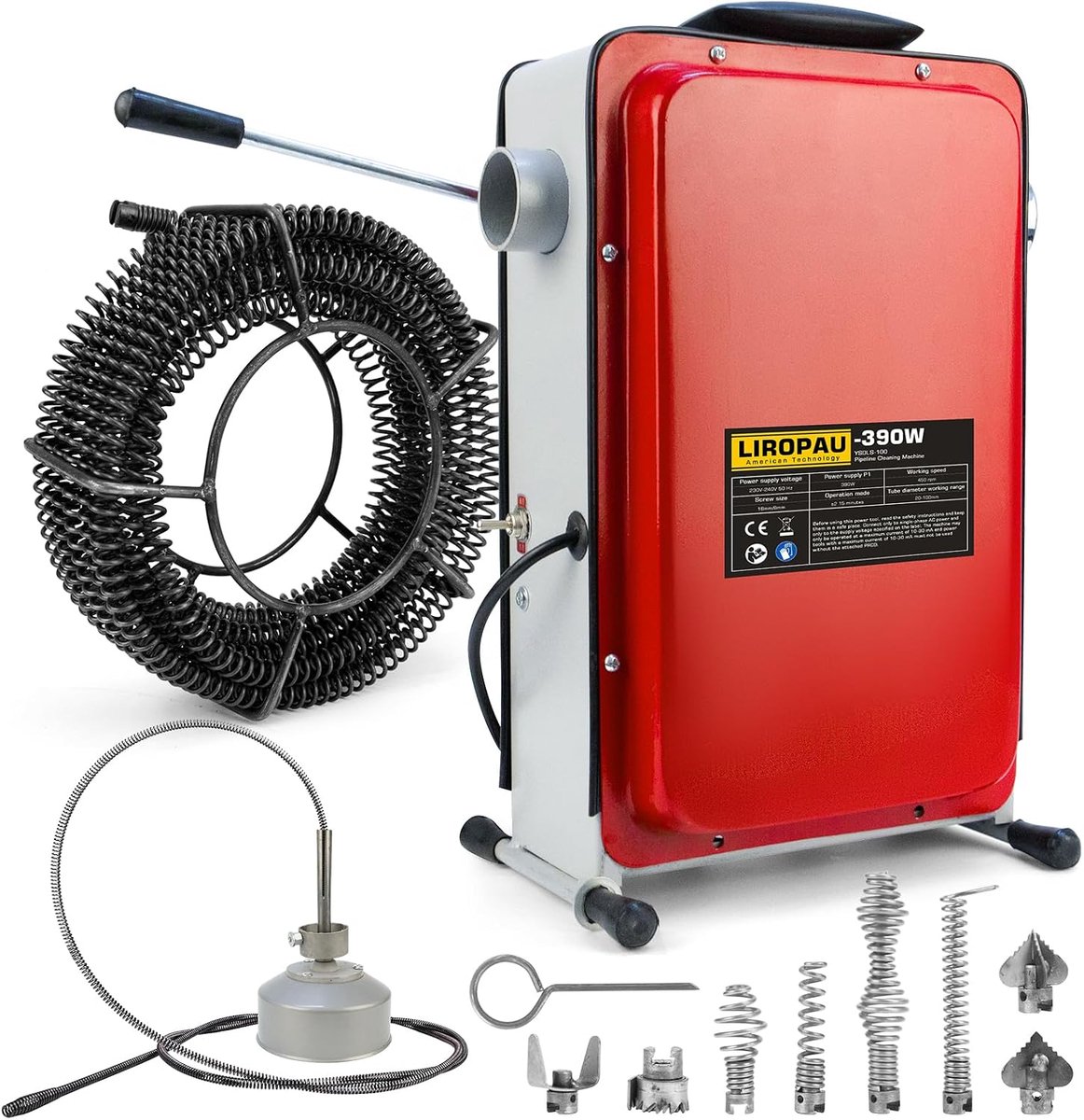 Buisreiniger 390 W - 450 rpm - 4 reinigingsspiralen - Efficiënte vuilverwijdering - ShopVlot