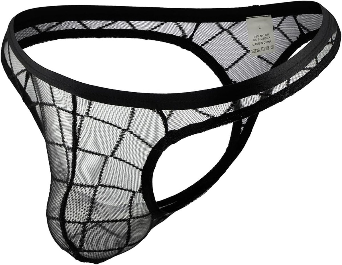 Heren diamant mesh slip ondergoed doorschijnend sexy string ademende elastische slip - ShopVlot