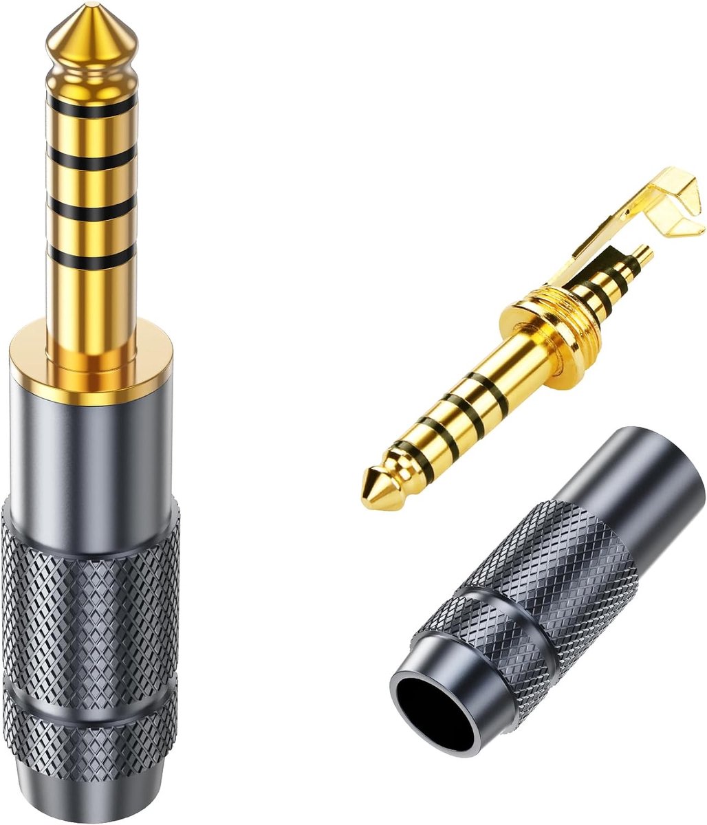 SinLoon 2 Pack 4.4mm Balanced Repair Plug 5 Pole 4.4mm Stereo Audio Jack Soldering Metal Earphone Connector for - ShopVlot