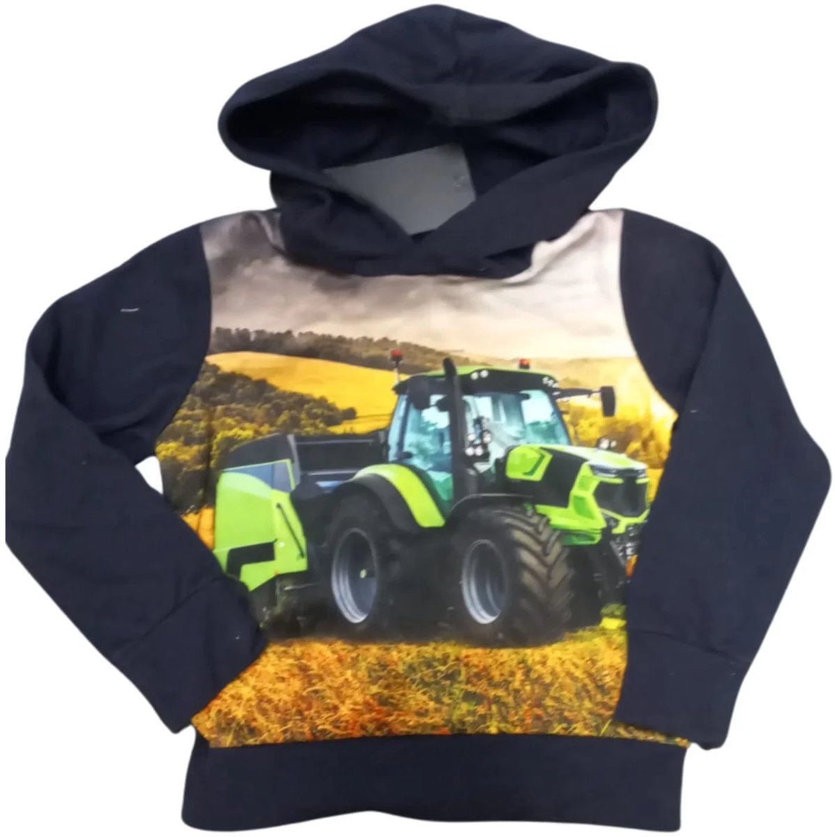 Hoodie met lichtgroene trekker - Blauw - 86/92