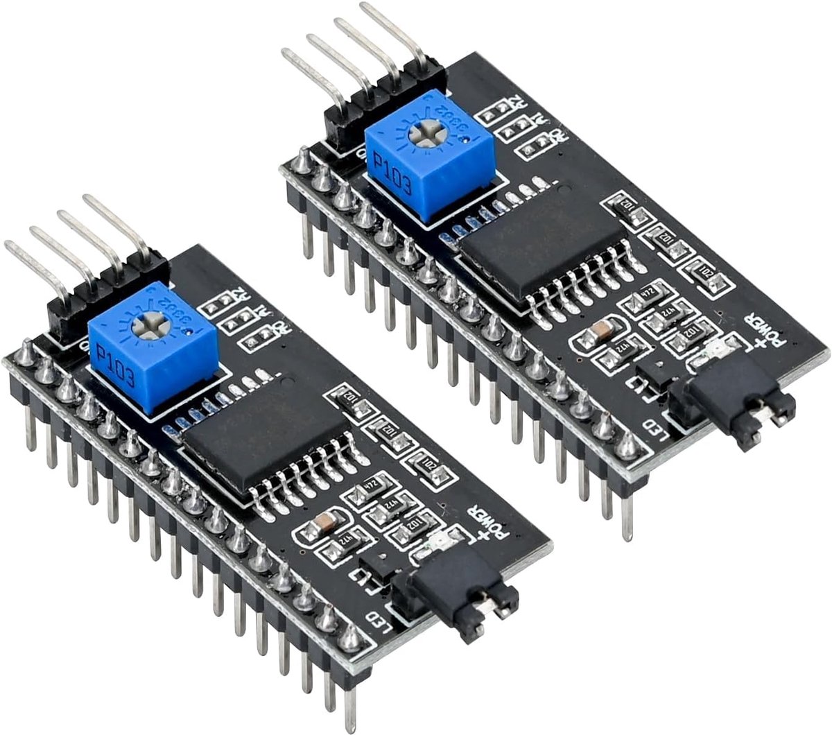 LCD Display 5V 2004 1602 - IIC I2C Adapter Converter Module - Dubbele aansluiting - Geschikt voor Arduino projecten - ShopVlot