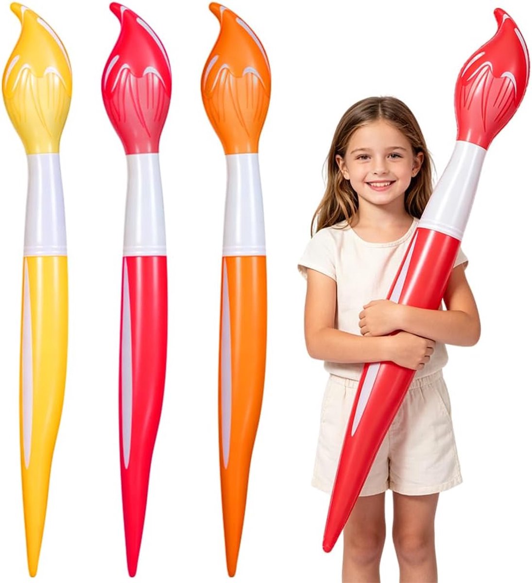Opblaasbare potloodballonset 105 cm - 3 stuks - kleurrijk en realistisch - perfecte decoratie voor schoolfeest - ShopVlot