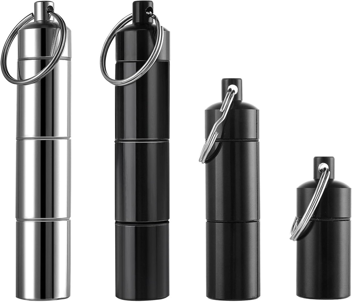 Waterdichte Pillendoos Sleutelhanger - Mini Capsule met 3 Compartimenten voor Reizen, Kamperen en Dagelijks Gebruik