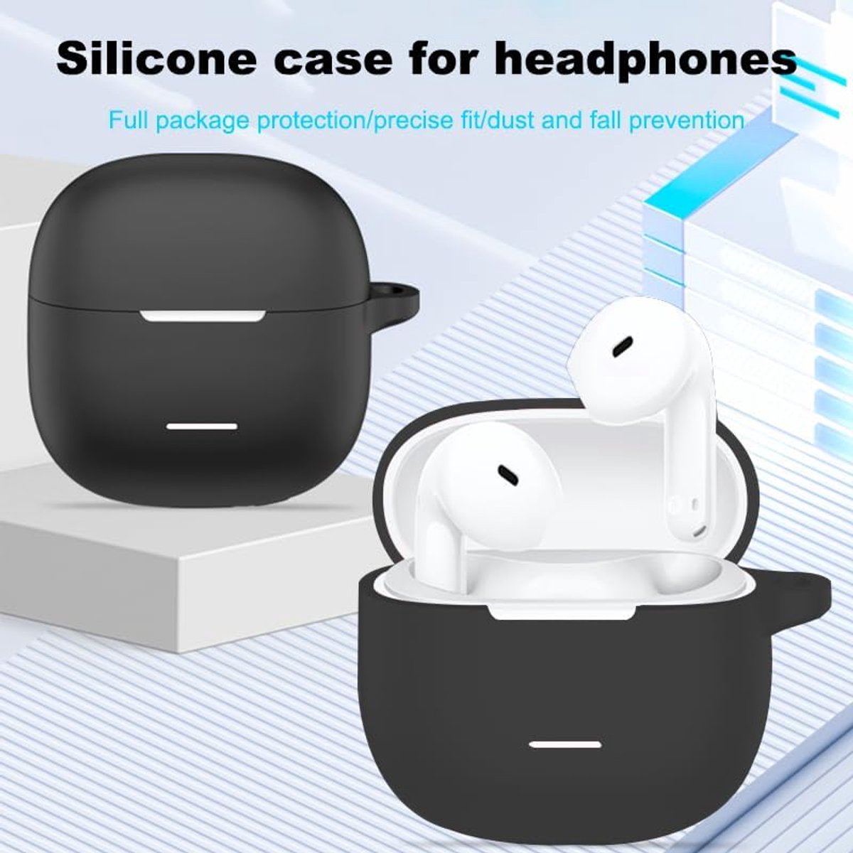 Beschermhoes voor Xiaomi Redmi Buds 8 Active - siliconen - schokbestendig - met sleutelhanger - ShopVlot