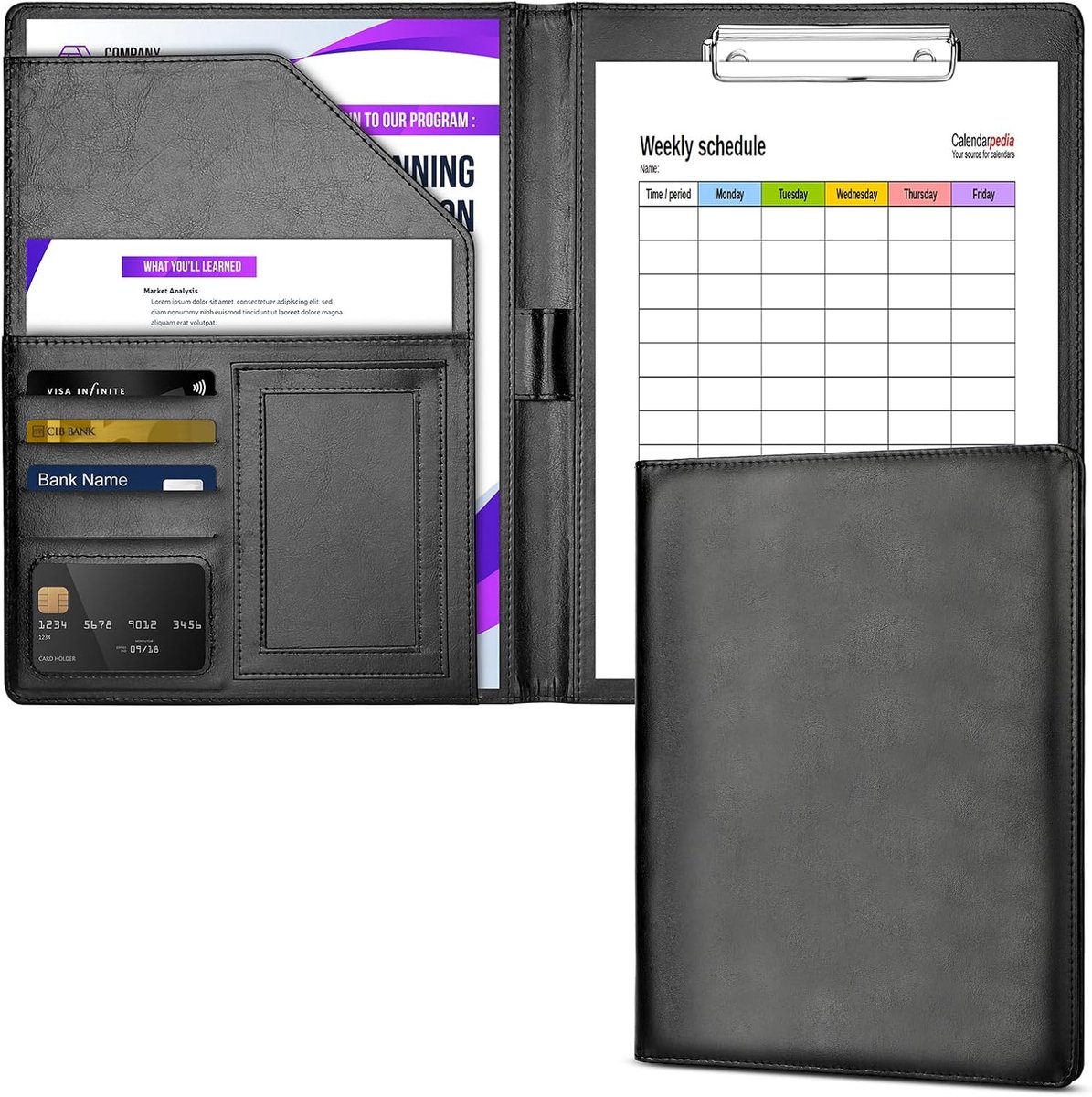 A4 schrijfmap met deksel - PU leren clipboard - documentcompartimenten - perfecte organisatie voor onderweg - ShopVlot