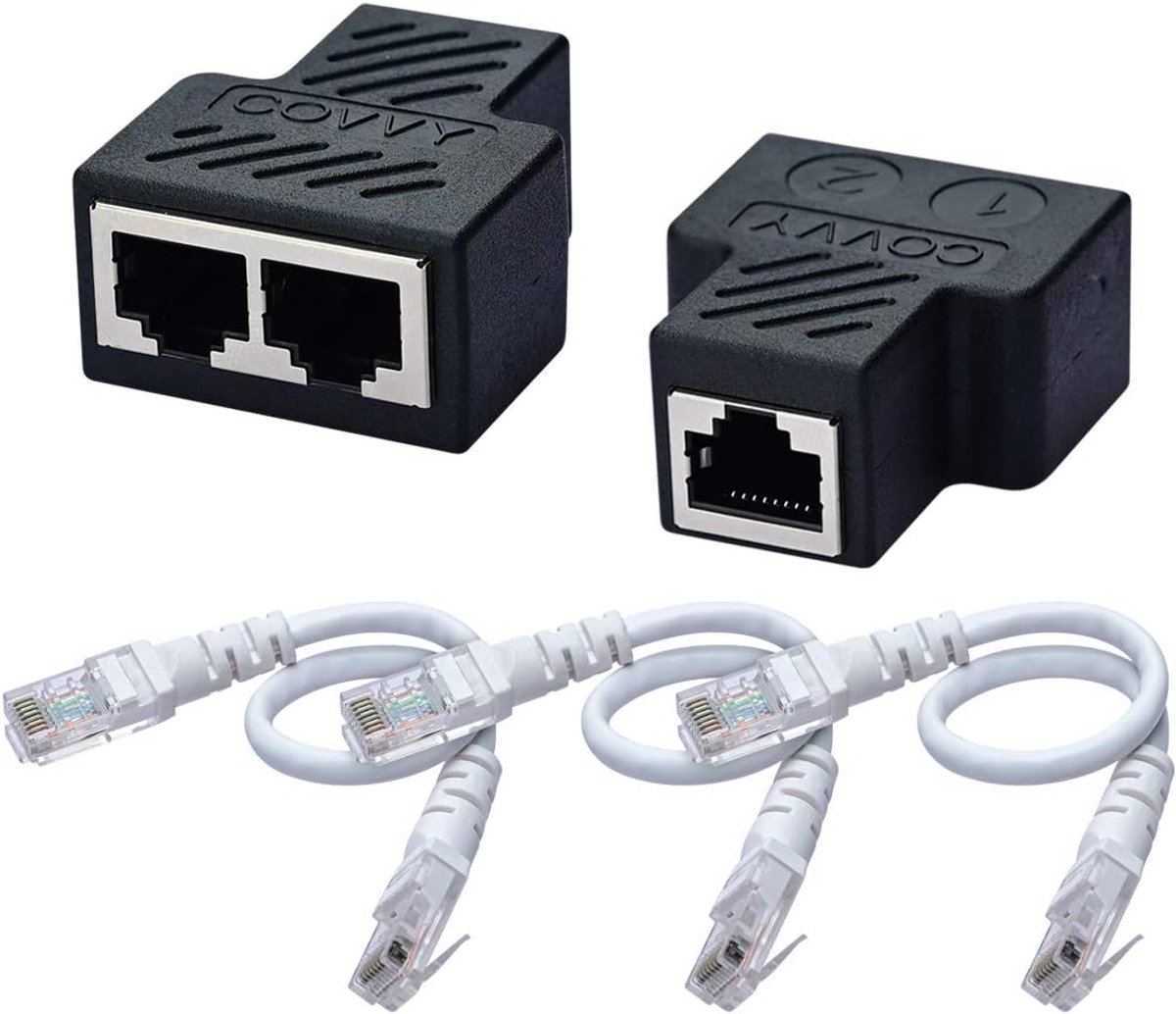 RJ45 netwerk splitter adapter - 1 vrouwelijke naar 2 vrouwelijke poorten - Cat 5/Cat 6 - ShopVlot